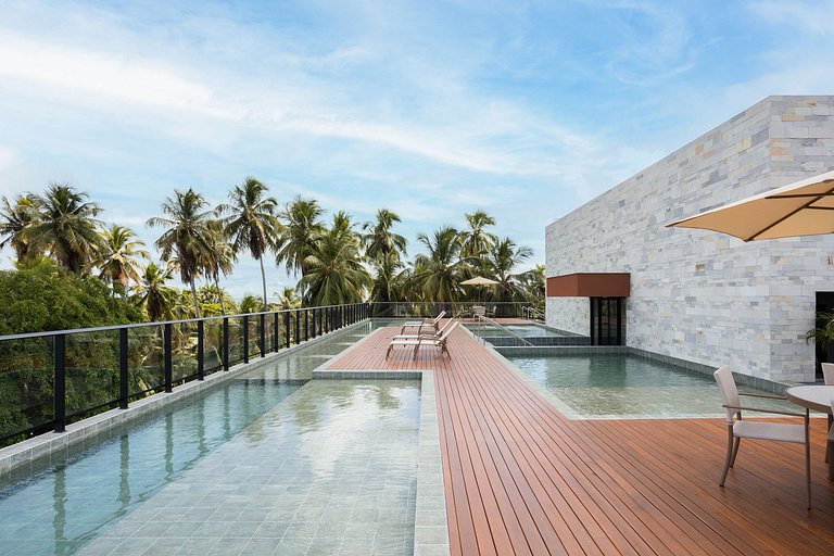 Flat Luxo c/ varanda 30m praia #112