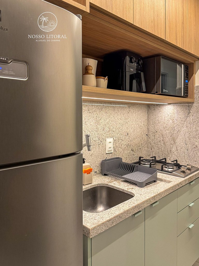 Flat Luxo c/ varanda 30m praia #112