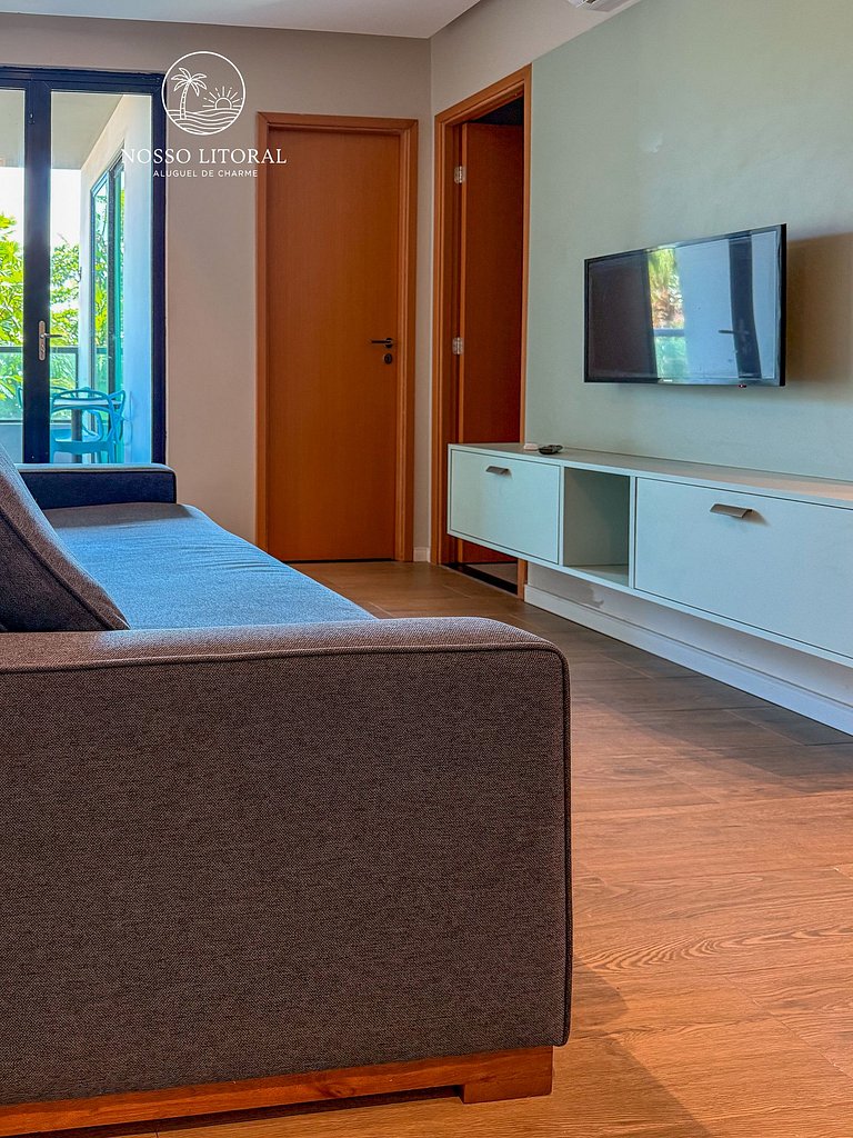 Incrível 1quarto c/varanda 80m praia #V205