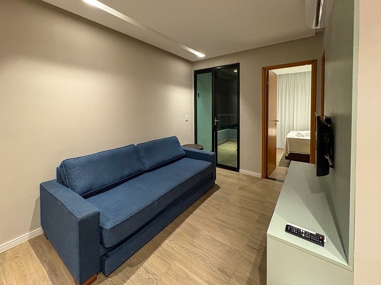 Incrível 1quarto c/varanda 80m praia #V205