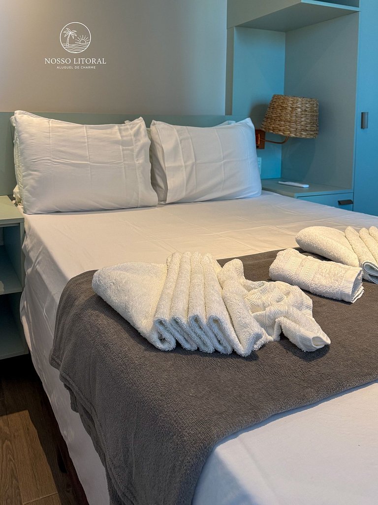 Incrível 1quarto c/varanda 80m praia #V205