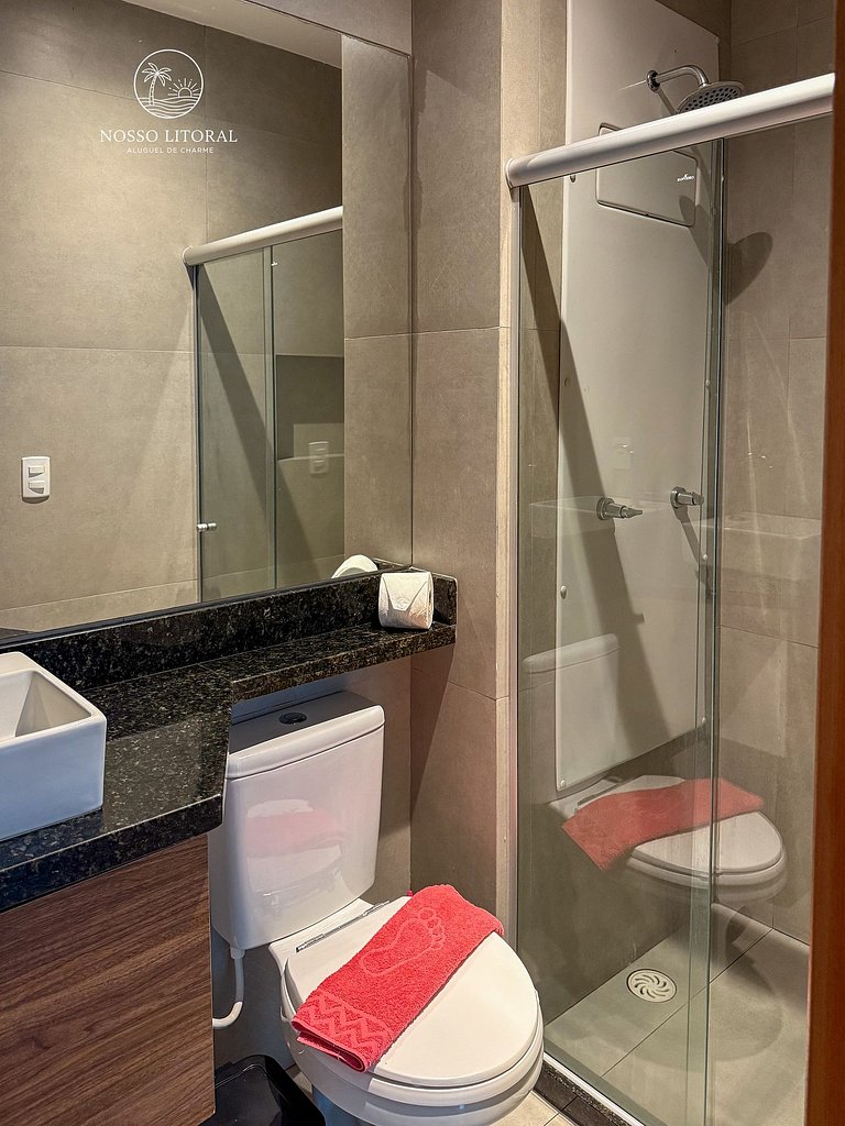 Incrível 1quarto c/varanda 80m praia #V205