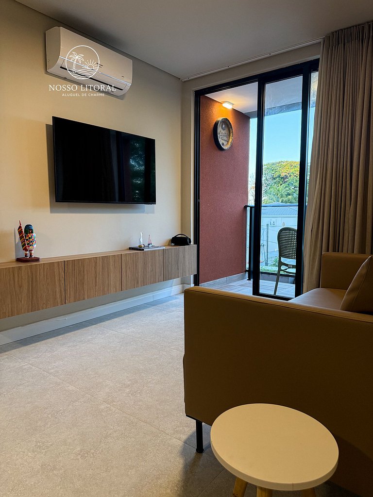 Apt Luxo 2 quartos c/ varanda 30m praia #110