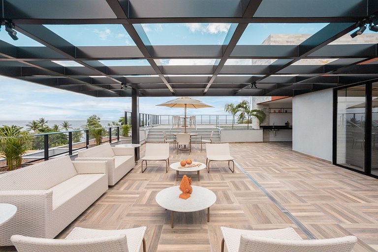 Apt Luxo 2 quartos c/ varanda 30m praia #110