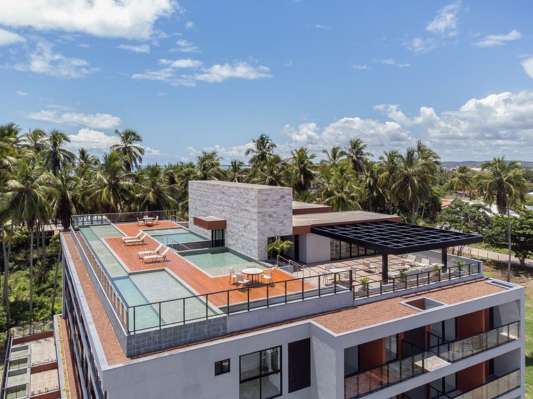 Apt Luxo 2 quartos c/ varanda 30m praia #110