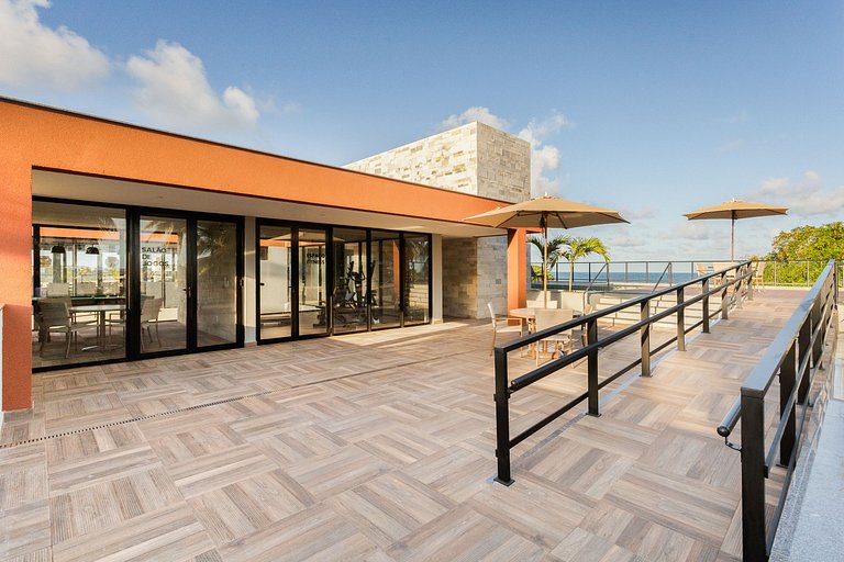 Apt Luxo 2 quartos c/ varanda 30m praia #110