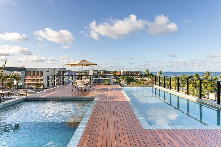 Apt Luxo 2 quartos c/ varanda 30m praia #110